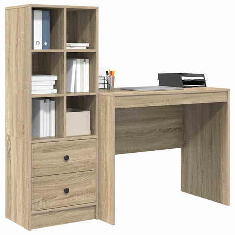 vidaXL Desk with Storage with Drawer 2 pcs Sonoma Oak 90 x 50 x 76 cm