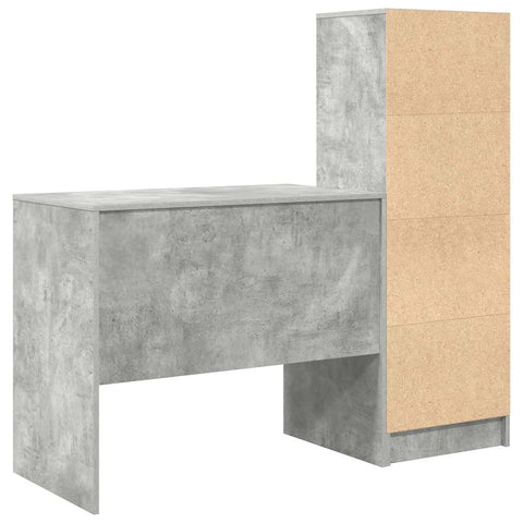 vidaXL Desk with Drawer 2 pcs Concrete Grey