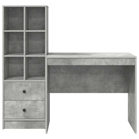 vidaXL Desk with Drawer 2 pcs Concrete Grey