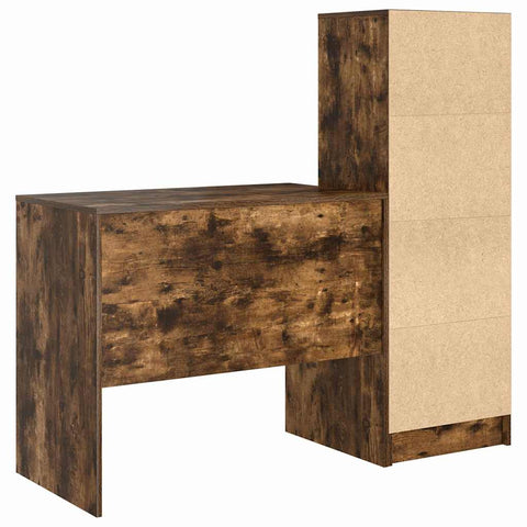vidaXL Desk with Storage with Drawer 2 pcs Smoked Oak 90 x 50 x 76 cm