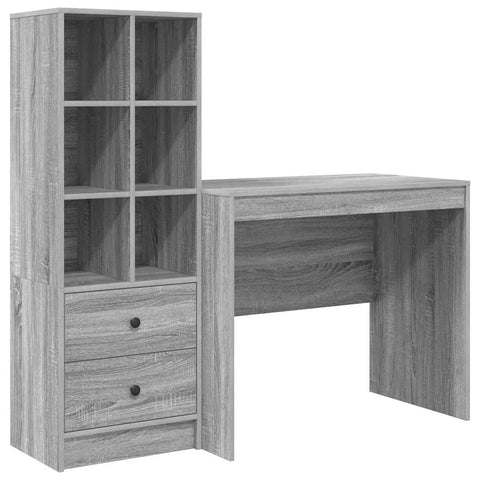 vidaXL Desk with Storage with Drawer 2 pcs Grey sonoma 90 x 50 x 76 cm