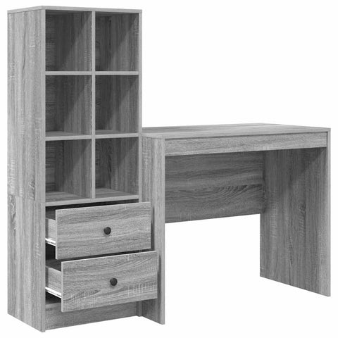 vidaXL Desk with Storage with Drawer 2 pcs Grey sonoma 90 x 50 x 76 cm