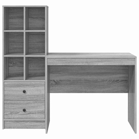 vidaXL Desk with Storage with Drawer 2 pcs Grey sonoma 90 x 50 x 76 cm