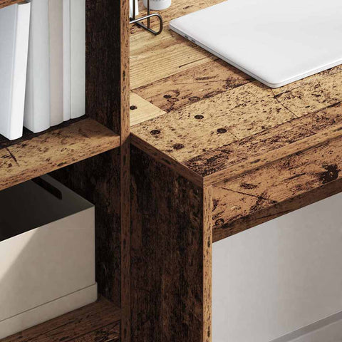 vidaXL Desk with Storage with Drawer 2 pcs Old Wood 90 x 50 x 76 cm