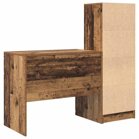 vidaXL Desk with Storage with Drawer 2 pcs Old Wood 90 x 50 x 76 cm