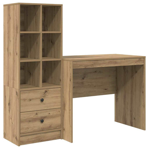 vidaXL Desk with Storage with Drawer 2 pcs Artisan oak 90 x 50 x 76 cm