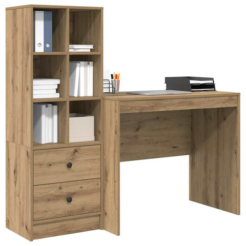 vidaXL Desk with Storage with Drawer 2 pcs Artisan oak 90 x 50 x 76 cm