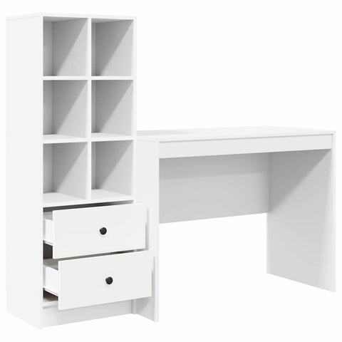 vidaXL Desk with Storage 2 pcs White 100 x 50 x 76 cm Engineered wood
