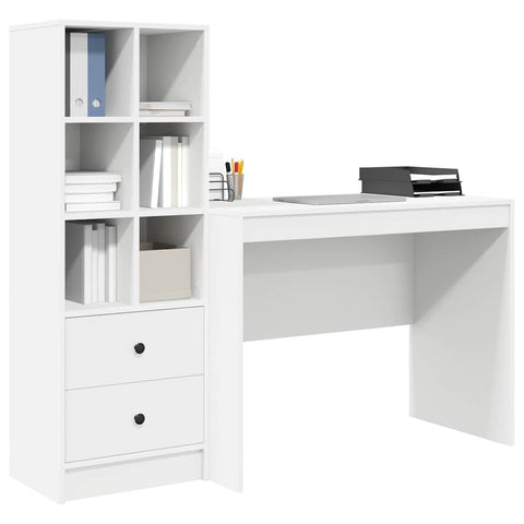 vidaXL Desk with Storage 2 pcs White 100 x 50 x 76 cm Engineered wood