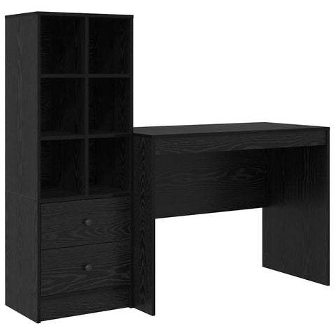 vidaXL Desk with Storage with Drawer 2 pcs Black oak 100 x 50 x 76 cm