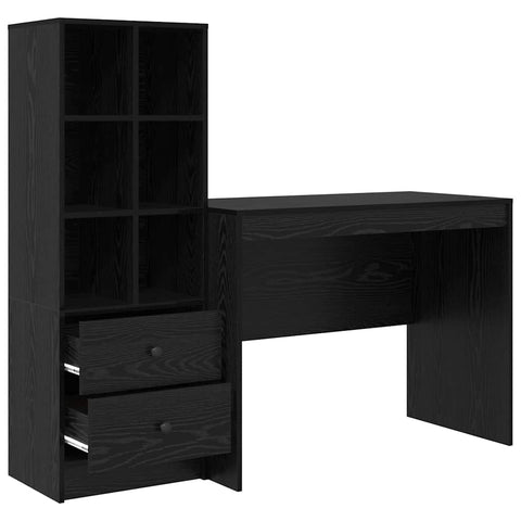 vidaXL Desk with Storage with Drawer 2 pcs Black oak 100 x 50 x 76 cm