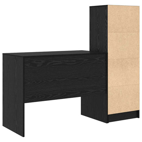 vidaXL Desk with Storage with Drawer 2 pcs Black oak 100 x 50 x 76 cm
