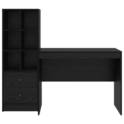 vidaXL Desk with Storage with Drawer 2 pcs Black oak 100 x 50 x 76 cm