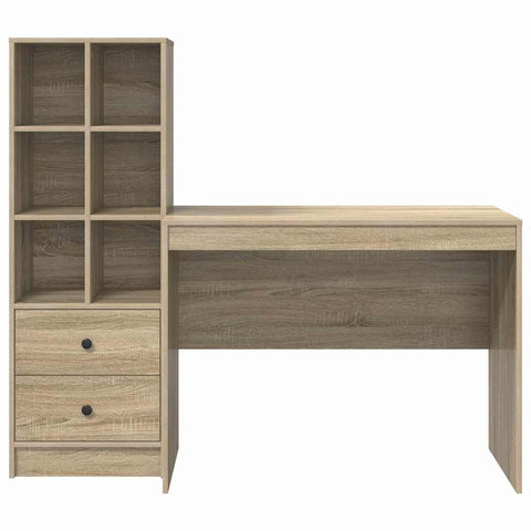 vidaXL Desk with Storage with Drawer 2 pcs Sonoma Oak 100 x 50 x 76 cm