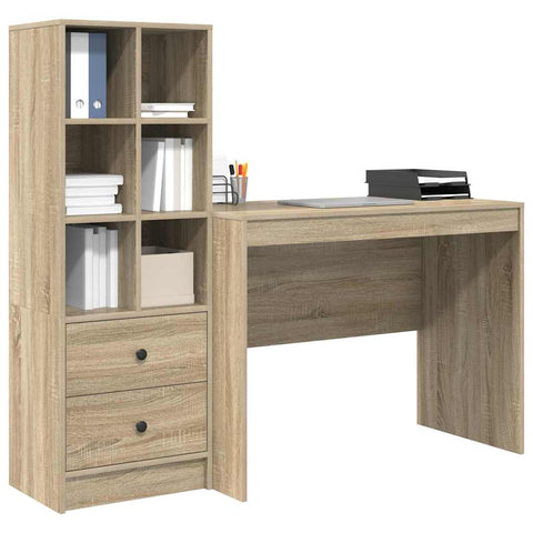 vidaXL Desk with Storage with Drawer 2 pcs Sonoma Oak 100 x 50 x 76 cm