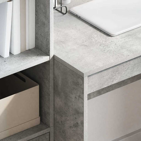 vidaXL Desk with Storage 2 pcs Concrete Grey 100 x 50 x 76 cm
