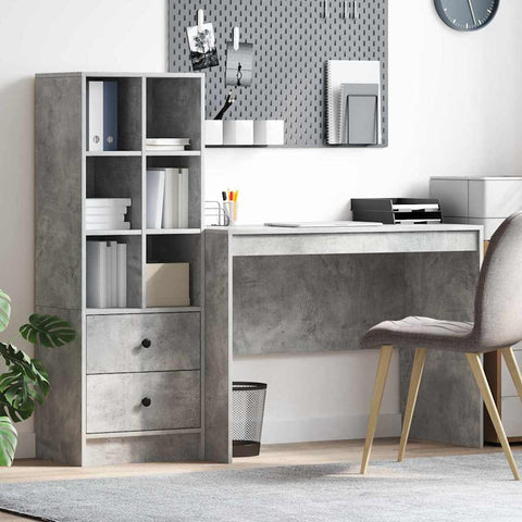 vidaXL Desk with Storage 2 pcs Concrete Grey 100 x 50 x 76 cm