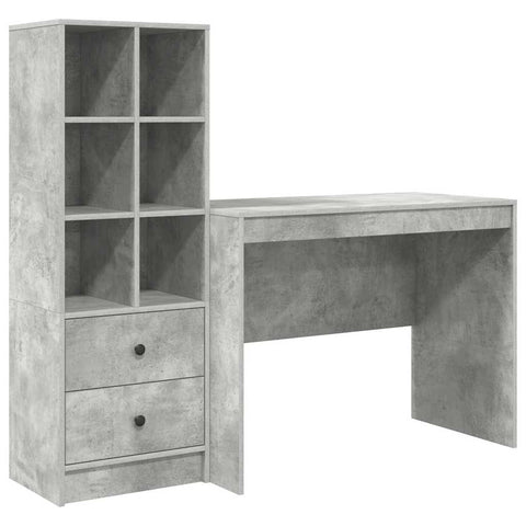 vidaXL Desk with Storage 2 pcs Concrete Grey 100 x 50 x 76 cm