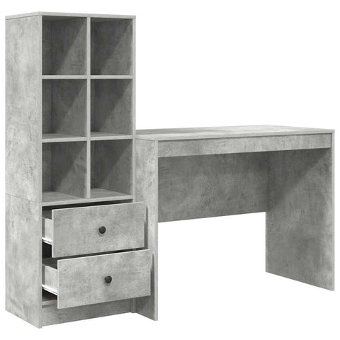 vidaXL Desk with Storage 2 pcs Concrete Grey 100 x 50 x 76 cm