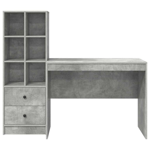 vidaXL Desk with Storage 2 pcs Concrete Grey 100 x 50 x 76 cm