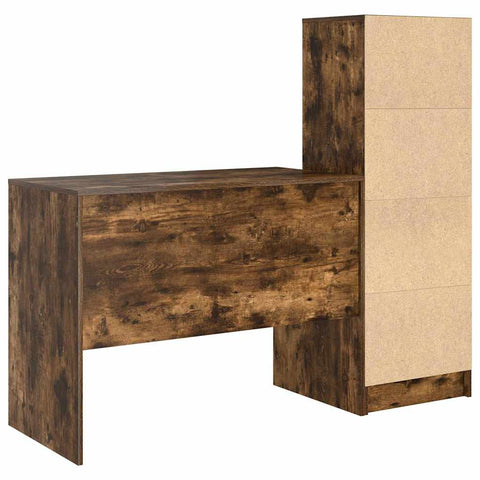 vidaXL Desk with Storage with Drawer 2 pcs Smoked Oak 100 x 50 x 76 cm