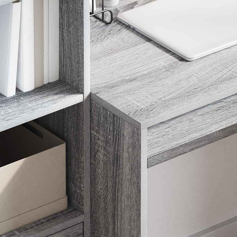 vidaXL Desk with Storage with Shelf 2 pcs Grey sonoma 100 x 50 x 76 cm