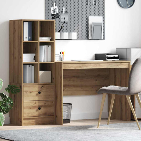 vidaXL Desk with Storage with Shelf 2 pcs Artisan oak 100 x 50 x 76 cm