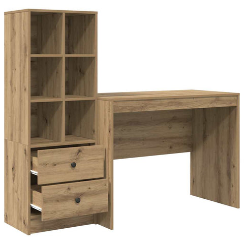vidaXL Desk with Storage with Shelf 2 pcs Artisan oak 100 x 50 x 76 cm