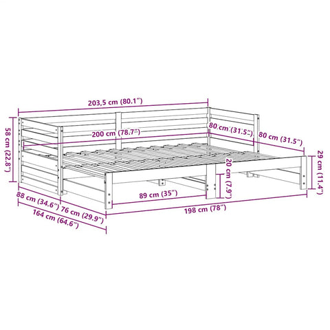 vidaXL Day bed with Trundle without Mattress 80x200 cm