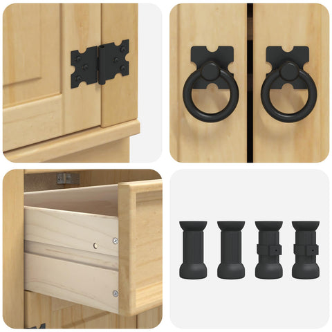 vidaXL Cabinet with Drawer Honey 60 x 46 x 81.5 cm Solid Pine Wood