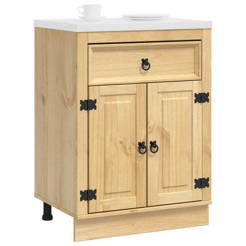 vidaXL Cabinet with Drawer Honey 60 x 46 x 81.5 cm Solid Pine Wood