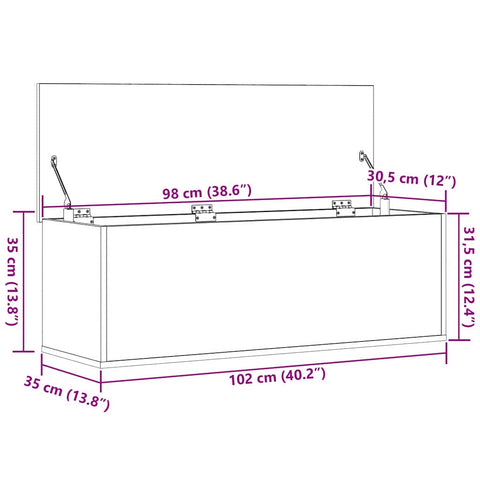vidaXL Storage Box Artisan Oak 102 x 35 x 35 cm Engineered Wood