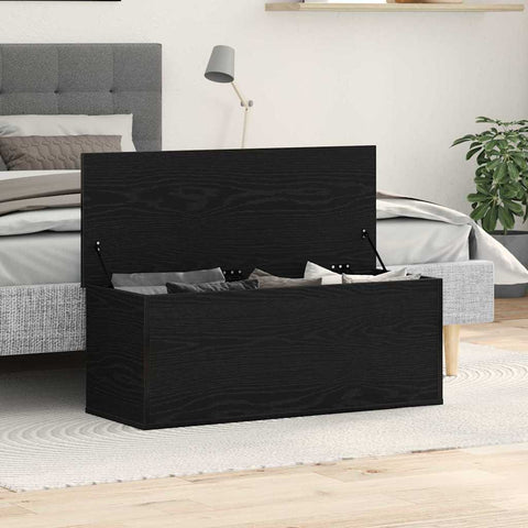 vidaXL Storage Box Black Oak 102 x 35 x 35 cm Engineered Wood