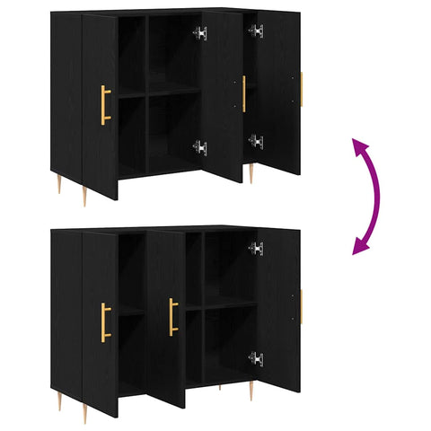 vidaXL Sideboard Black oak 90 x 34 x 80 cm Engineered wood