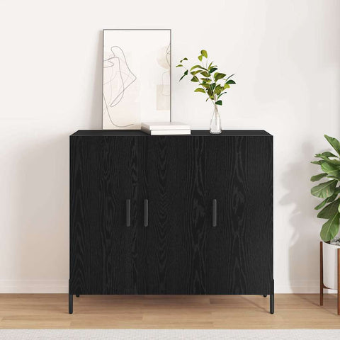 vidaXL Black Oak Sideboard 90x34x80 cm Made of Engineered Wood