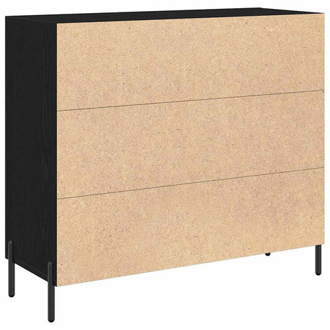 vidaXL Black Oak Sideboard 90x34x80 cm Made of Engineered Wood