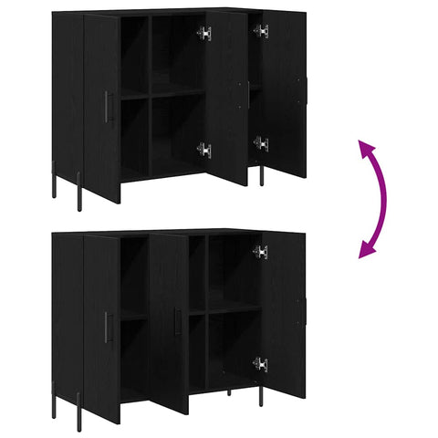 vidaXL Black Oak Sideboard 90x34x80 cm Made of Engineered Wood