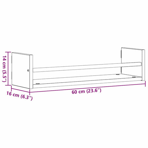 vidaXL Wall Shelf 2 pcs Old wood 60 x 16 x 14 cm Engineered Wood