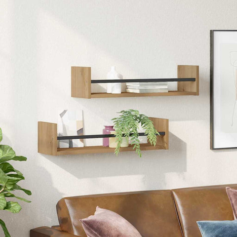 vidaXL Wall Shelf 2 pcs Artisan oak 60 x 16 x 14 cm Engineered Wood