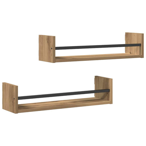 vidaXL Wall Shelf 2 pcs Artisan oak 60 x 16 x 14 cm Engineered Wood