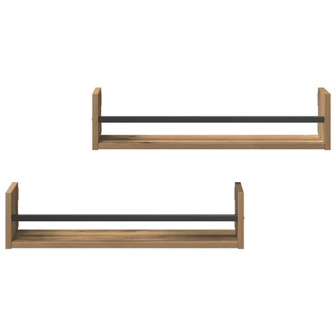 vidaXL Wall Shelf 2 pcs Artisan oak 60 x 16 x 14 cm Engineered Wood
