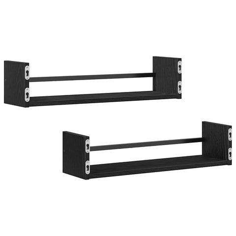 vidaXL Wall Shelf 2 pcs Black oak 60 x 16 x 14 cm Engineered Wood