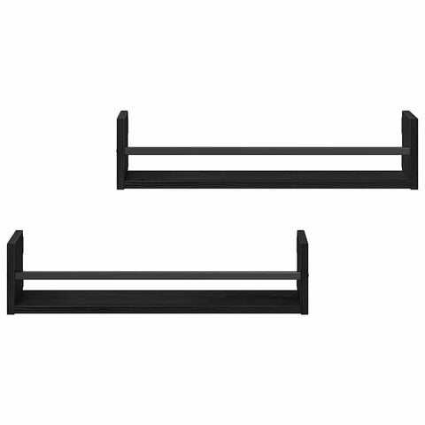 vidaXL Wall Shelf 2 pcs Black oak 60 x 16 x 14 cm Engineered Wood