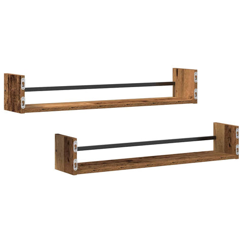 vidaXL Wall Shelf 2 pcs Old wood 80 x 16 x 14 cm Engineered Wood