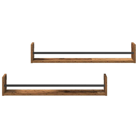vidaXL Wall Shelf 2 pcs Old wood 80 x 16 x 14 cm Engineered Wood