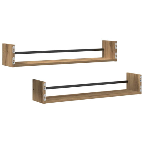 vidaXL Wall Shelf 2 pcs Artisan oak 80 x 16 x 14 cm Engineered Wood