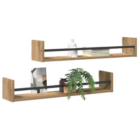 vidaXL Wall Shelf 2 pcs Artisan oak 80 x 16 x 14 cm Engineered Wood