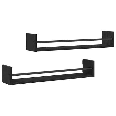 vidaXL Wall Shelf 2 pcs Black oak 80 x 16 x 14 cm Engineered Wood