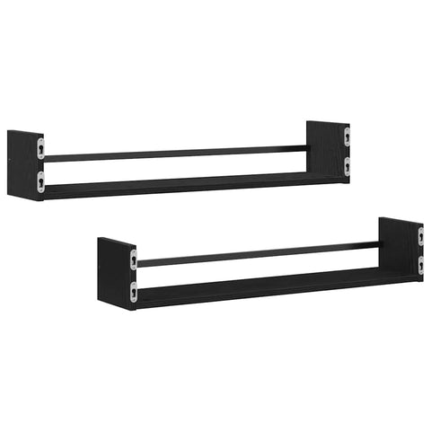 vidaXL Wall Shelf 2 pcs Black oak 80 x 16 x 14 cm Engineered Wood