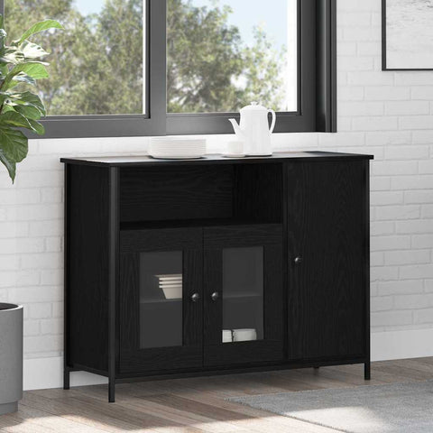 vidaXL Sideboard Black oak 100 x 35 x 75 cm Engineered wood